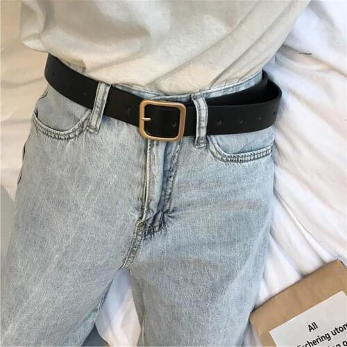 Waist Belt Square Metal Buckle Adjustable Women Holes Black Unfading Waistband Jeans Belts Ladies Waist Strap ремень женский
