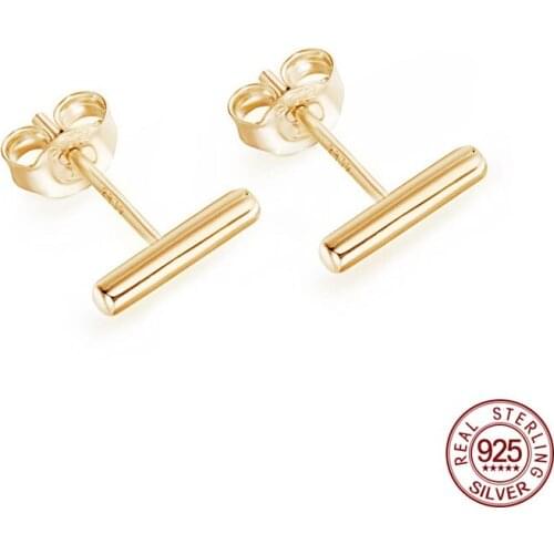 Simple 925 Sterling Silver Stud Earrings Bar Earrings Line Earrings Fashion Round Stick Earrings Woman Every Wear ZK30