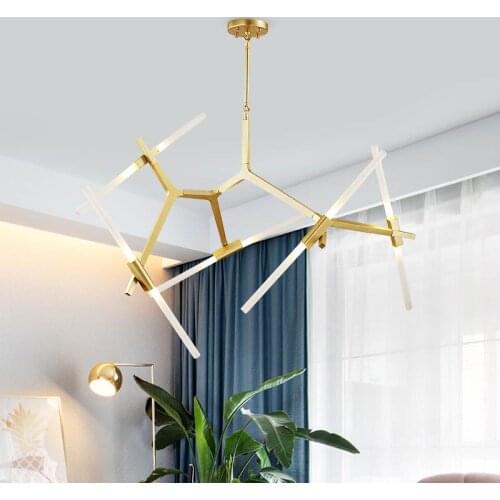 Nordic Modern LED Chandeliers Art Deco Pendant For Living Room Kitchen Post Bedroom Crystal Lighting Black/Gold Branch Humanoid