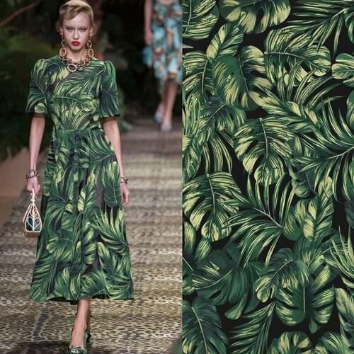 145cm*100cm summer designer fabric fashion week catwalk with tropical leaf pattern digital printing apparel sewing fabric dress