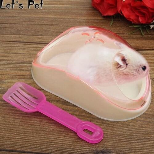 Lets Pet Pet Bath Supplies Hamster Mice Rat Plastic Bathroom Cage Box Toy Toilet with Sand Shovel