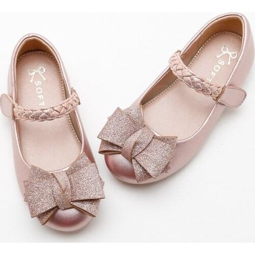 ChildrenS Bow Kids Flat Shoes Girl Weave Elegant Leather Shoes Spring Princess School Dance Shoes 2021 3 4 5 6 7 8 9 10 11 12