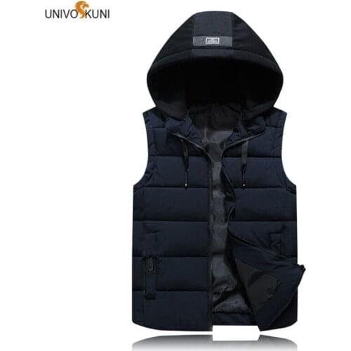 UNIVOS KUNI 2019 Men Woman Warm Couple Vest Autumn Winter Solid Color Hooded sleeveless Big Size 6XL Q6033