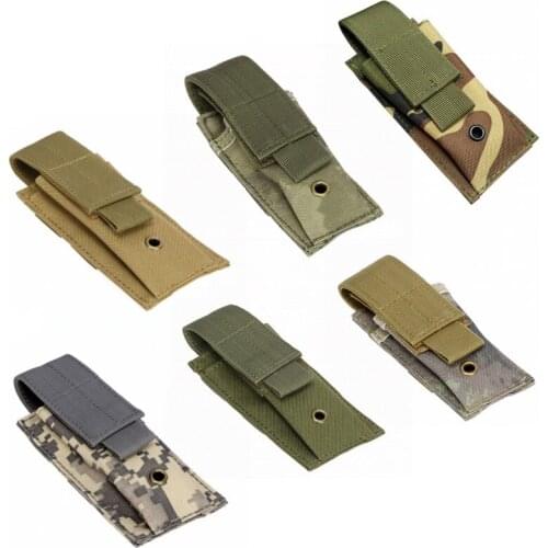 Military Tactical Single Pistol Magazine Pouch Molle Utility Knife Flashligh Holder Hunting EDC Tool Bag Airsoft Ammo Pouches