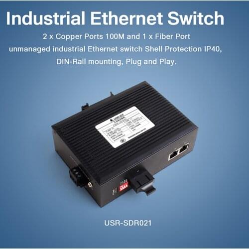 Industrial Grade Fiber Network Switch 10/100Mbps Rate DIN-Rail Mounting Ethernet Host Reliability and Security USR-SDR021