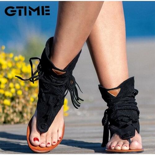 Retro Womens Sandals 2021 Gladiator Ladies Clip Toe Vintage Boots Casual Tassel Rome Fashion Summer Woman Shoes Female#SJPAE-27