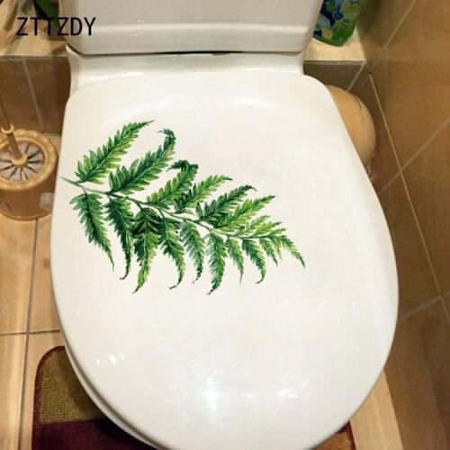 ZTTZDY 16.3×24.8CM Ferns Toilet Cover Decor Stickers Cartoon Home Room Wall Accessories T6-0288