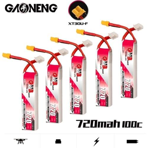 1-5Pcs GAONENG GNB Max 200C 3S 11.4V HV Lipo Battery 720mAh XT30U-F Plug for RC Tinywhoop FPV Frame Kit Tinywhoop Racing Drone
