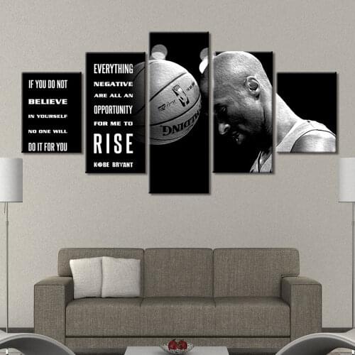 No Framed Canvas 5Pcs Kobe Bryant Basketball Sports Star Wall Art Posters Pictures Paintings Home Decor Accessories Decoration
