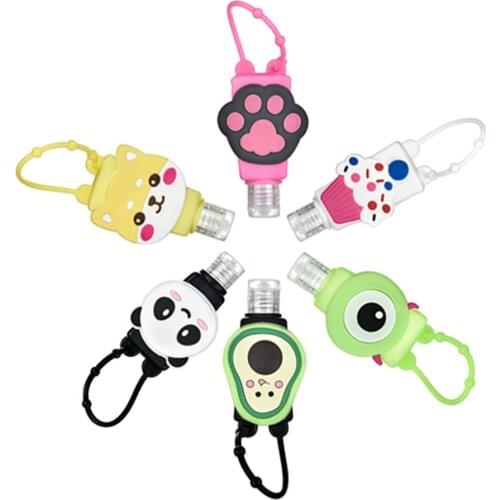 6PCS/Set Portable Cute Cartoon Silicone Mini Hand Sanitizer No Clean Detachable Cover Travel Safe Hand Gel Holder Split Bottles