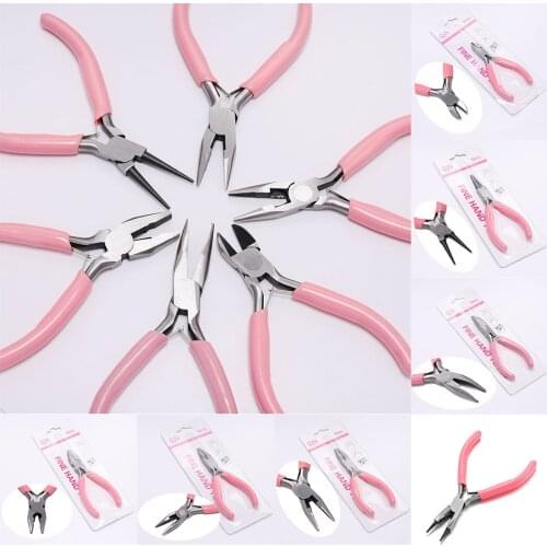 Individually wrap Pink Color Handle Anti-slip Splicing and Fixing Jewelry Pliers Tools & Equipment Kit for DIY Handmade Making