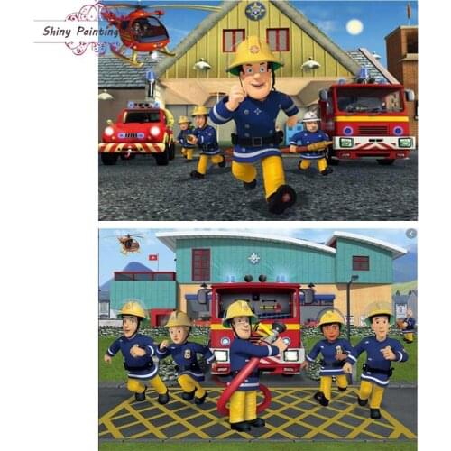 5D DIY Diamond Painting Cartoon Fireman Sam Diamond Embroidery Diamond Mosaic Child Favorite Educational Film Picture Rhinestone