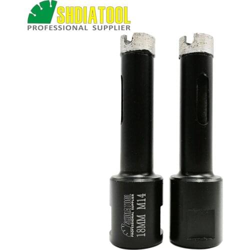 SHDIATOOL 2pcs Laser Welded Diameter 18mm Diamond Dry Drilling Core Bits M14 thread for drilling granite and marbel hole saw