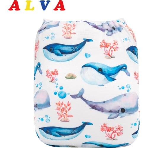 ALVABABY Digital Positioned Printed Cloth Diaper 2021 Eco-friendly Baby Nappy with 1pc Insert