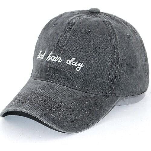 100% cotton washed bad hair day baseball cap letter embroidery strap back snapback hat men women fashion hip hop dad hats