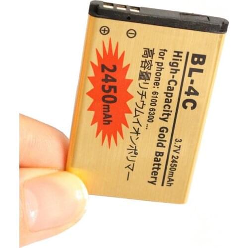 Ciszean 50pcs/lot 2450mAh BL-4C BL 4C BL4C Gold Replacement Battery For Nokia 6100 6300 1202 1265 1325 1506 1508 1661 1706 2220s
