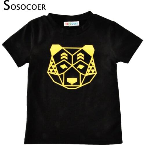 Toddler Girl T-shirt Tops Summer 2017 Cartoon Bear Head Baby Boys T Shirts For Kids Clothes Black Short Sleeve Children T-shirt