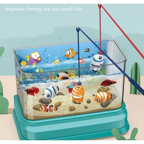 Children Simulation Electric Water Circulation Fish Tank Toys Set Parent-child Interactive Fishing Toy Game Music Light Aquarium