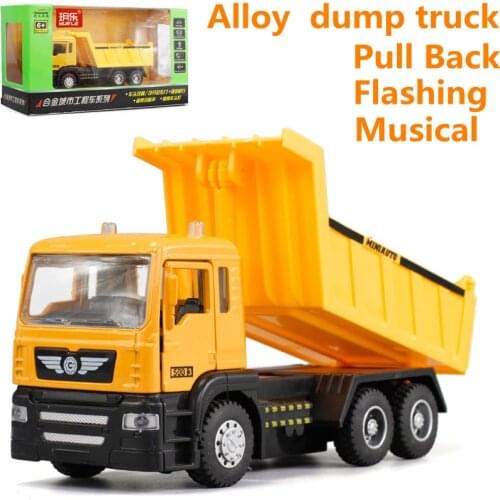 High simulation Dump truck model,1: 43 scale alloy pull back toy cars, flashing & musical,diecasts & toy vehicl,free shpping