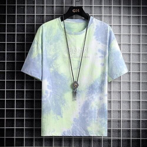 Summer 2021 New T-shirt Youth Korean Fashion Popular Logo Gradient Short Sleeve T-shirt Male High Quality Tops Men Dropshipping