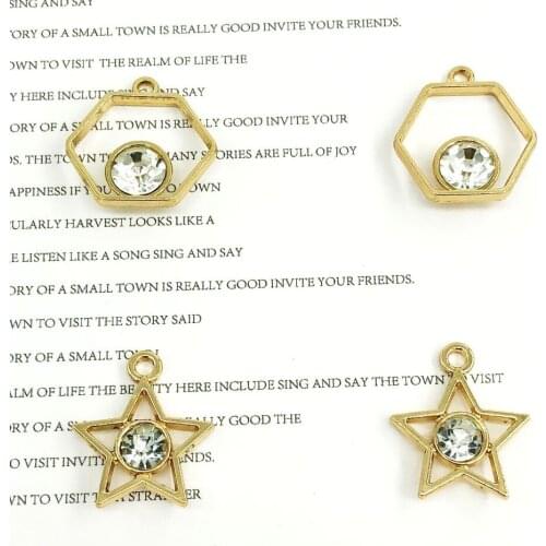 Fashion Charms Gift Alloy Rhinestone Pentagram Pendant Jewelry Earring Headwear Accessories DIY Electroplating Does Not Fade