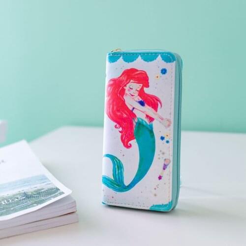 Disney Cute fashion coin bag mermaid cartoon long wallet large capacity clutch multifunctional zipper wallet