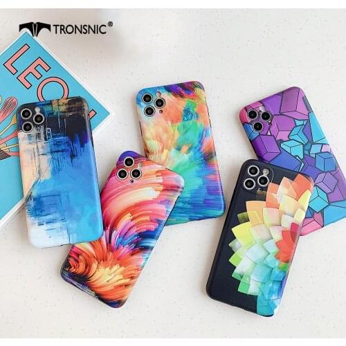 Marble Graffiti Tye Dye Phone Case for iPhone 11 Pro Max XR XS MAX Soft Rainbow Matte Luxury Case for iPhone 6 7 8 SE Plus Cover