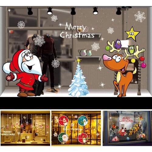 New Christmas Static Electricity Wall Sticker Window Home Decoration Decal Decor Wall Stickers Home Decor Living Room New Year