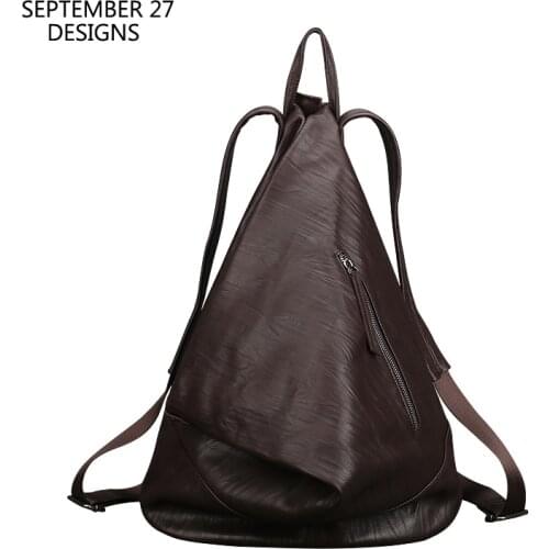 New Fashion Backpack Female Genuine Leather Luxury Casual Travel Backbag Women Top Cowhide Lady Vintage Big Capacity Bag Handbag