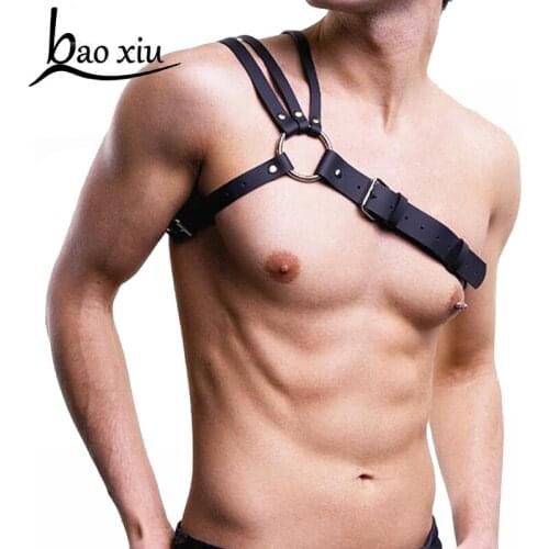 New Vintage Harness Bondage PU Leather Men Punk Adjustable Body Chest Half Suspenders Belt Cosplay Costumes Straps Accessory