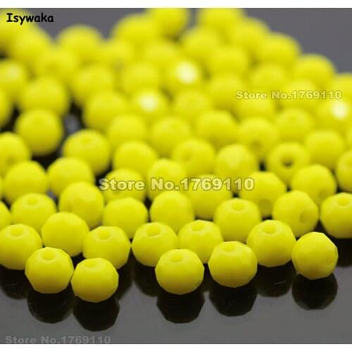 Isywaka Non-hyaline Yellow Color 100pcs 4mm Round Austria Crystal Bead Ball Glass Bead Loose Spacer Bead for DIY Jewelry Making