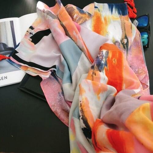 New Fashion Spain Luxury Brand African Oil Painting Tassel Viscose Shawl Scarf Head Wraps Pashmina Stole Muslim Hijab 180*100 Cm