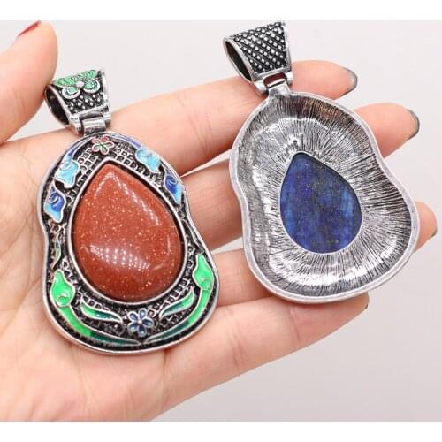 Natural Stone Pendant Drop-shaped Handmade Crafts Making DIY Retro Trend Necklace Bracelet Best Gift for Men and Women