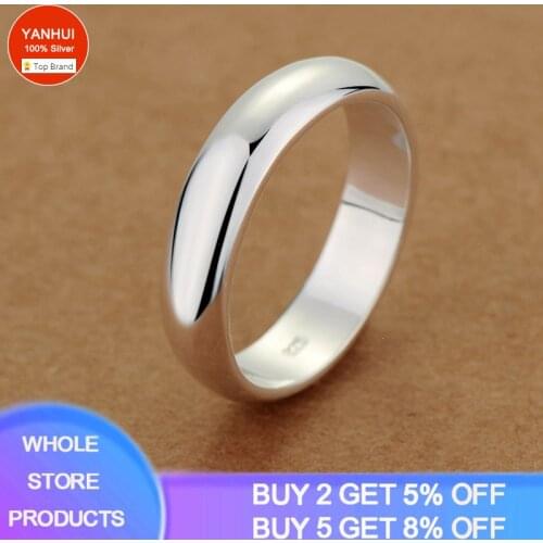 With Certificate Simple Couple Round Ring 925 Silver Wedding Bands Lovers Jewelry Gift For Men&Women Szie 5 6 7 8 9 10 11 12 13