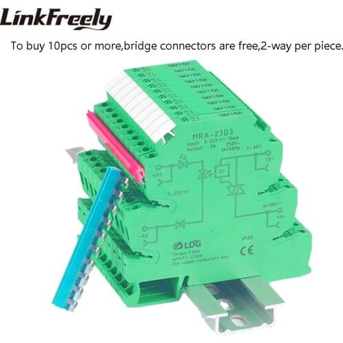 MRA-23D3 10pcs 3A Mini SSR Solid State Relay DC AC Input 3V 5V 12V 24VDC Interface Voltage Switching Relay Module Board DIN Rail