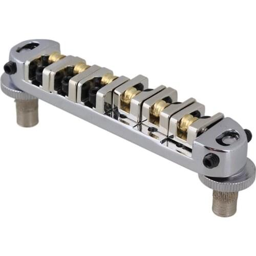 Roller Saddle Bridge with Posts and Spanner For Electric Guitar Silver