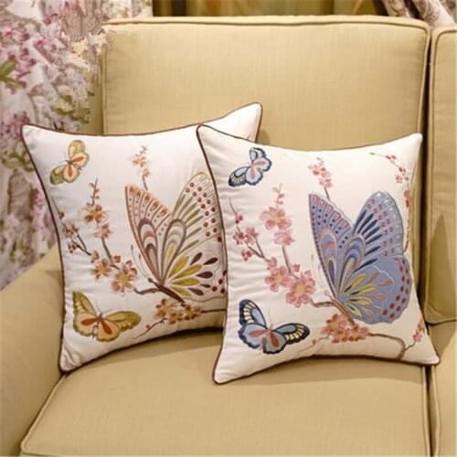Luxury linen embroidery fabric Cushion Cover Pillowcase Sofa/Car Cushion /Pillow Home Textiles supplies