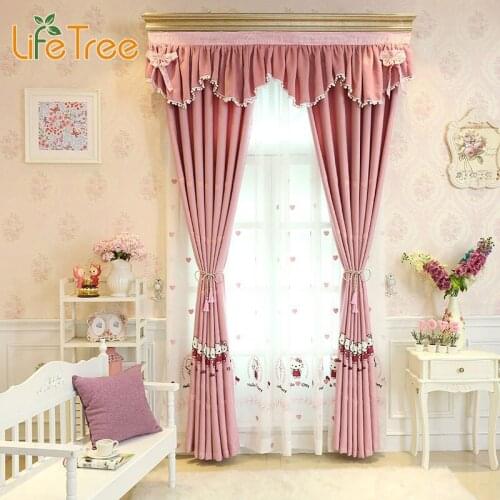 Pink Cute Cartoon Printed Curtains For Girls Bedroom Kids Room Window Princess Sheer Custom Made Window Treatment
