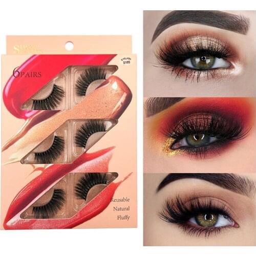 SHIDISHANGPIN 6 pairs 3d eyelashes mink lashes natural 1 box mink eyelashes false eyelash makeup bulk lashes wholesale maquiagem