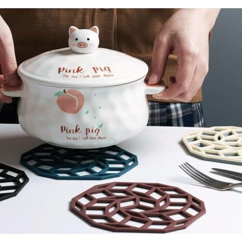 Chic Silicone Coaster Coaster Hollow Cup Insulated Bowl Placemat Home Decoration Desktop Simple Living Room Kitchen Accessories