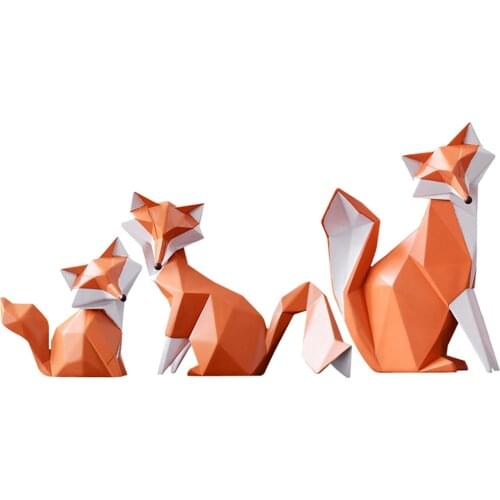 Modern Figurine Fox Statues Abstract Animal Sculpt Models Art Kids Educational Toy Desktop Bedside Ornament Sculpture 3 Sizes