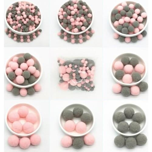 Light Pink Gray Pompom Fur Craft DIY Soft Pom Poms Crafts Pompones Ball Wedding Decor Glue on Cloth Accessories 8mm To 30mm 20g
