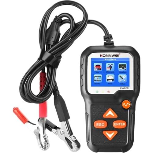 KONNWEI KW650 Car Battery Tester 6-16V Car Motorcycle Battery System Analyzer 100-2000CCA Car Charging Cranking Diagnosis Tool