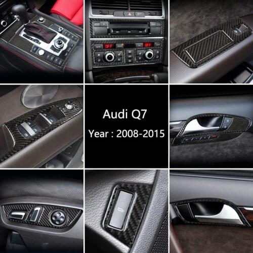 Carbon Fiber For Audi Q7 2008-2015 Interior Gearshift Air Conditioning AC CD Panel Window Switch Cover Trim Sticker Accessories