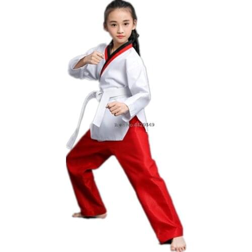 Adult child Breathable cotton Martial Arts Taekwondo uniform Clothing Approved Taekwondo training dobok clothes with free belt
