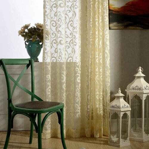 Yellow Embroidery Window Screening Sheer Tulle Curtains For Living Room Bedroom White Sheer Voile Custom Made