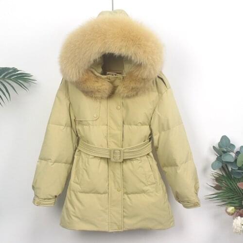 MENINA BONITA 2021 Winter Jacket Women 90% White Duck Down Real Natural Fox Fur Collar Hooded Coat Thick Warm Loose Streetwear