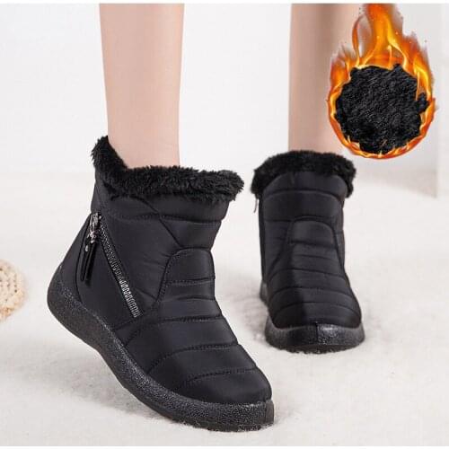 Womens Boots 2021 Winter Non Slip Waterproof Snow Boots For Women Warm Plush Zipper Ankle Shoes Low Heels Female Botas Mujer