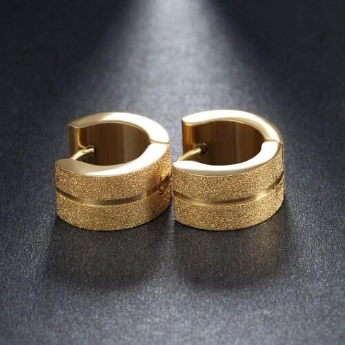 ZORCVENS 2020 New Punk Gold Silver Color Fashion 316L Stainless Steel Scrub Hoop Earrings for Women