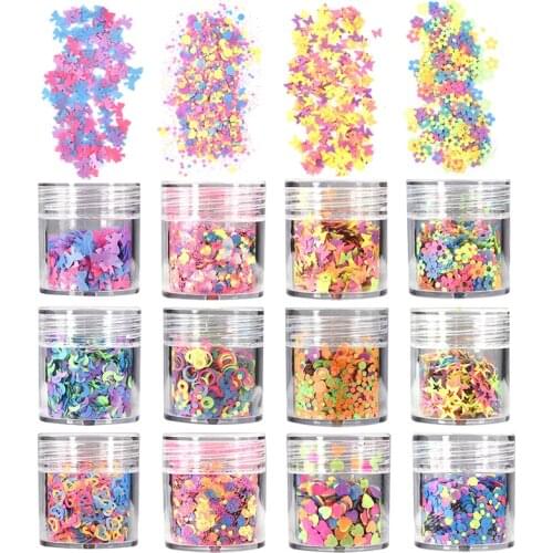 1 Bottles Fluorescent Colorful Sequins Nail Art Glitter Heart-Shaped Star Resin Fillings For DIY Epoxy Resin Jewelry Making